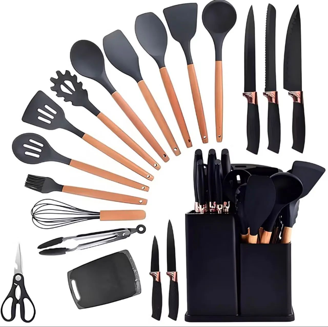Kit de 19 utensílios em silicone 