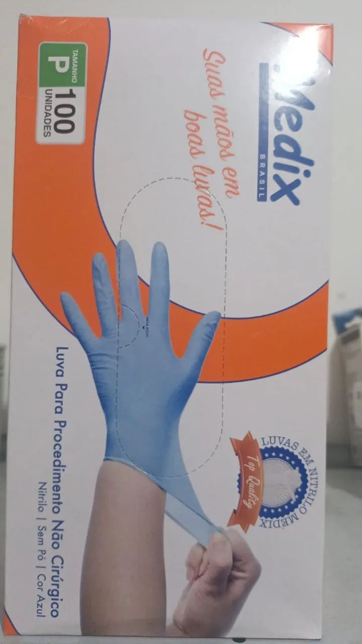 LUVAS AZUL NITRILICA P CAIXA COM 100 UNI MEDIX 21,00