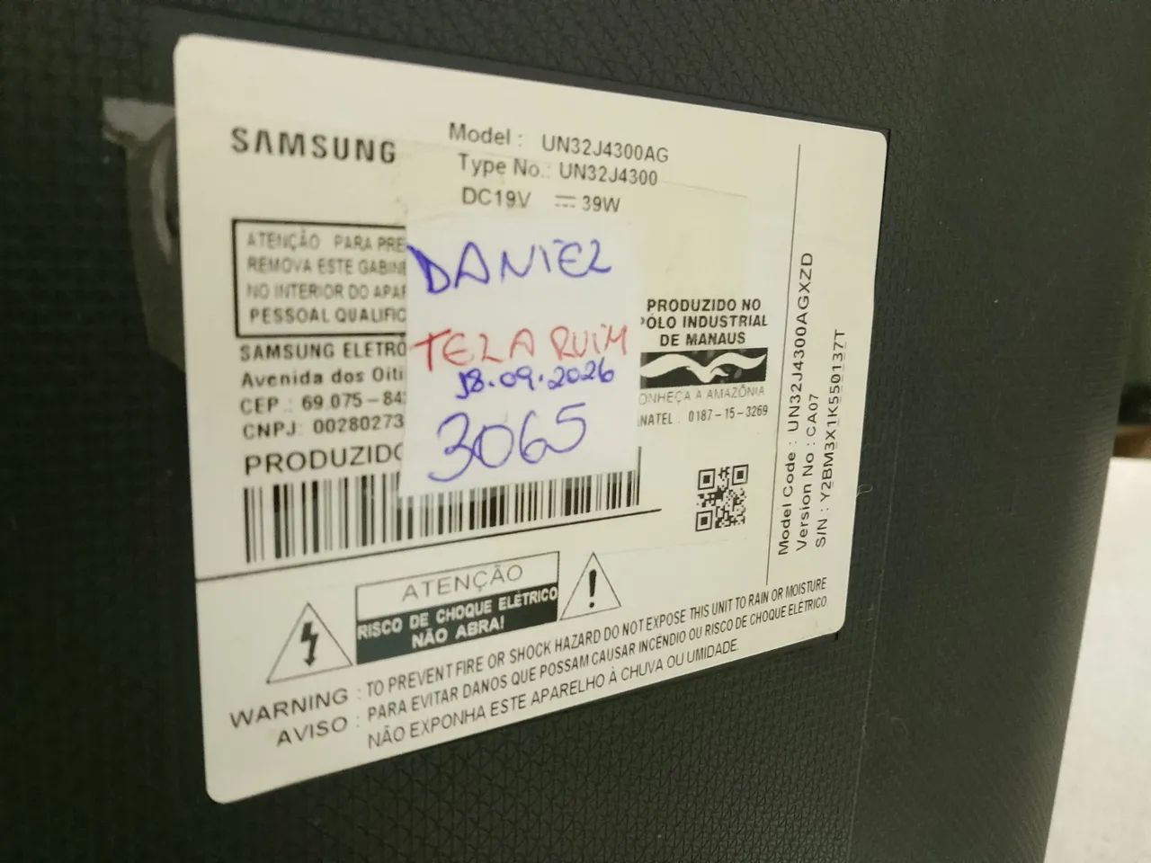 Tv 32 polegadas Samsung não liga. 