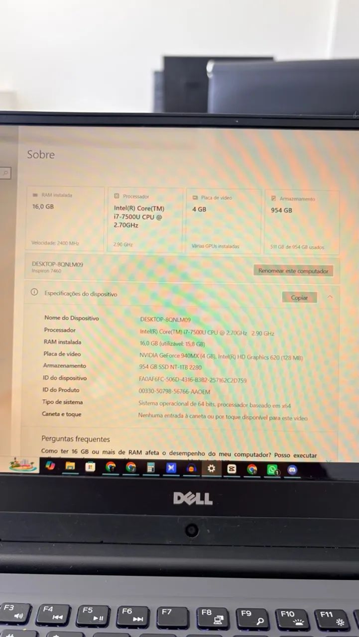 Notebook Dell i7 16gb de ram  - Foto 4