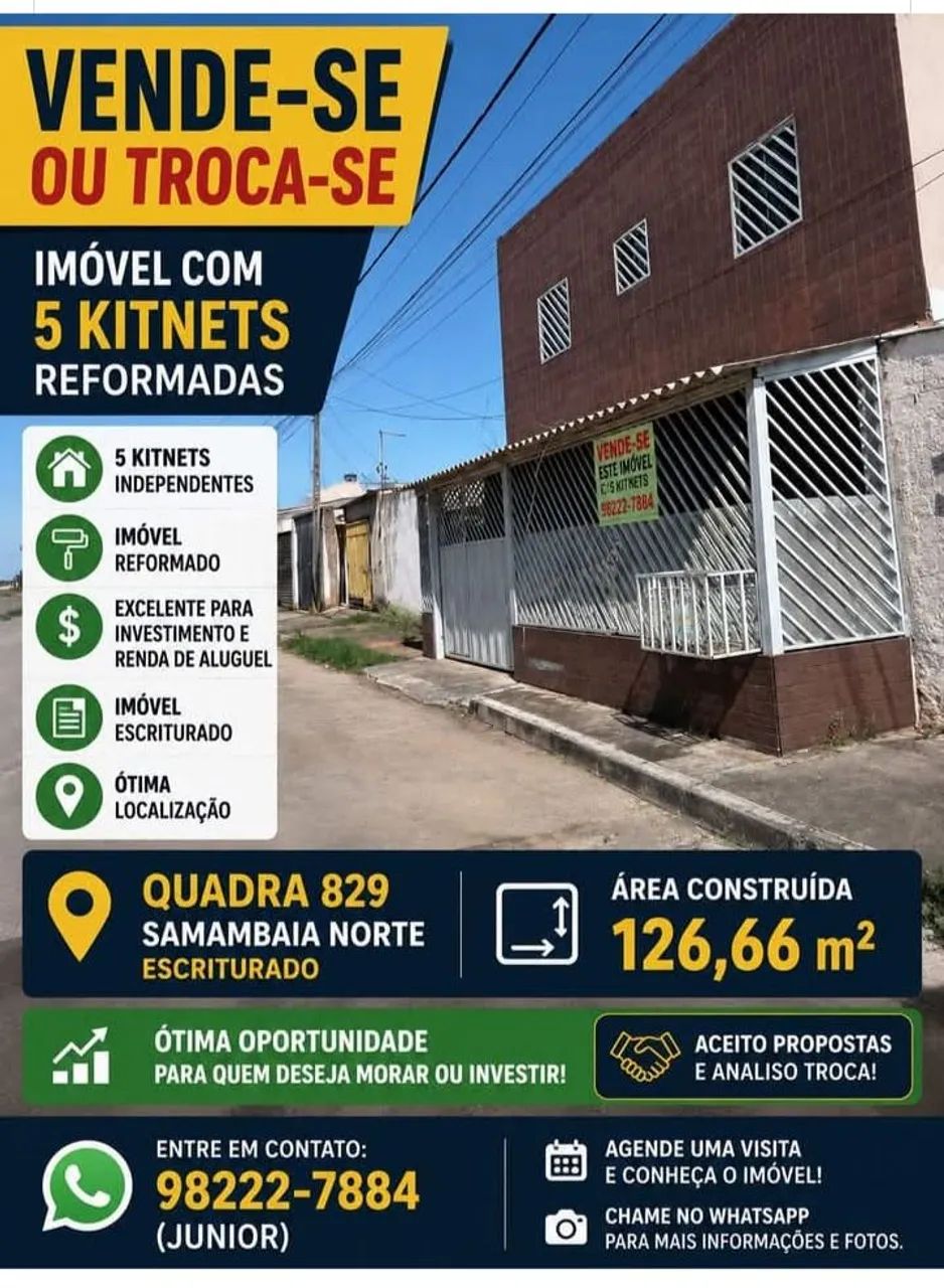 Vendo ou troco imóvel com 5 kitnet prontas para alugar  - Foto 2