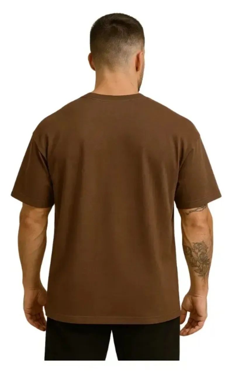 Camisetas Oversized Masculina Camisa Lisa 100% Algodão - G - Foto 4