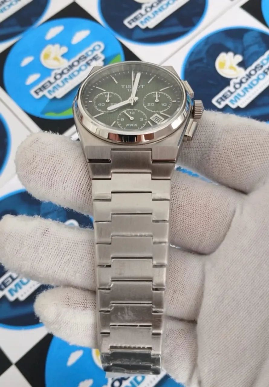 RELÓGIO TISSOT PRX CHNOGRAPH FUNDO VERDE - Foto 3