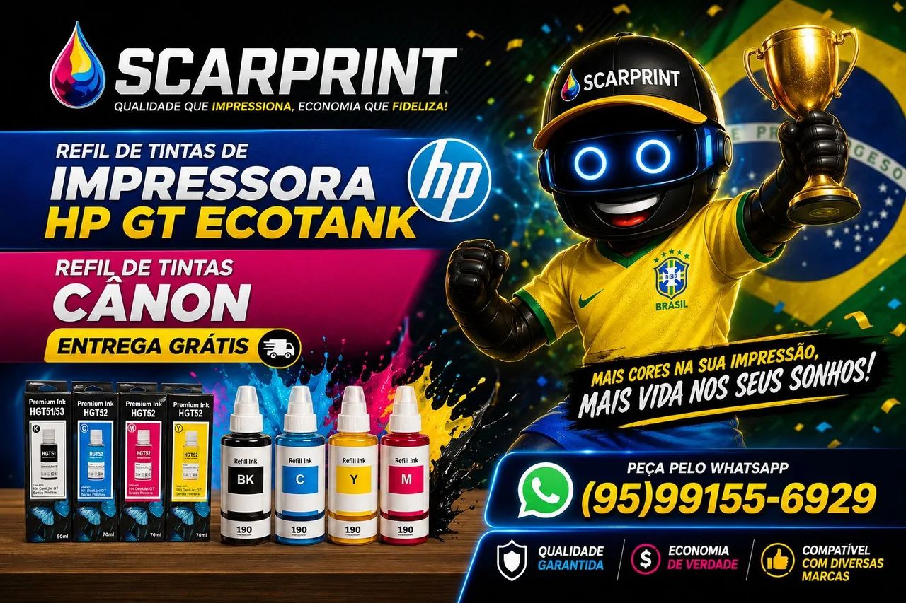 Refil de tintas de impressora HP GT Ecotank e Refil de tintas cânon entrega grátis 
