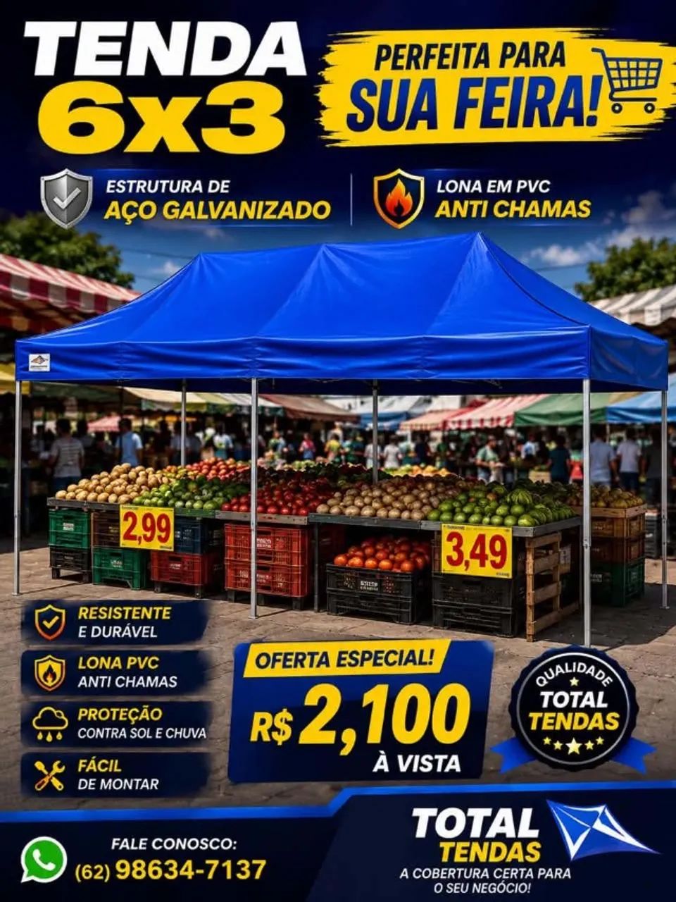 Tenda 6x3 lona PVC