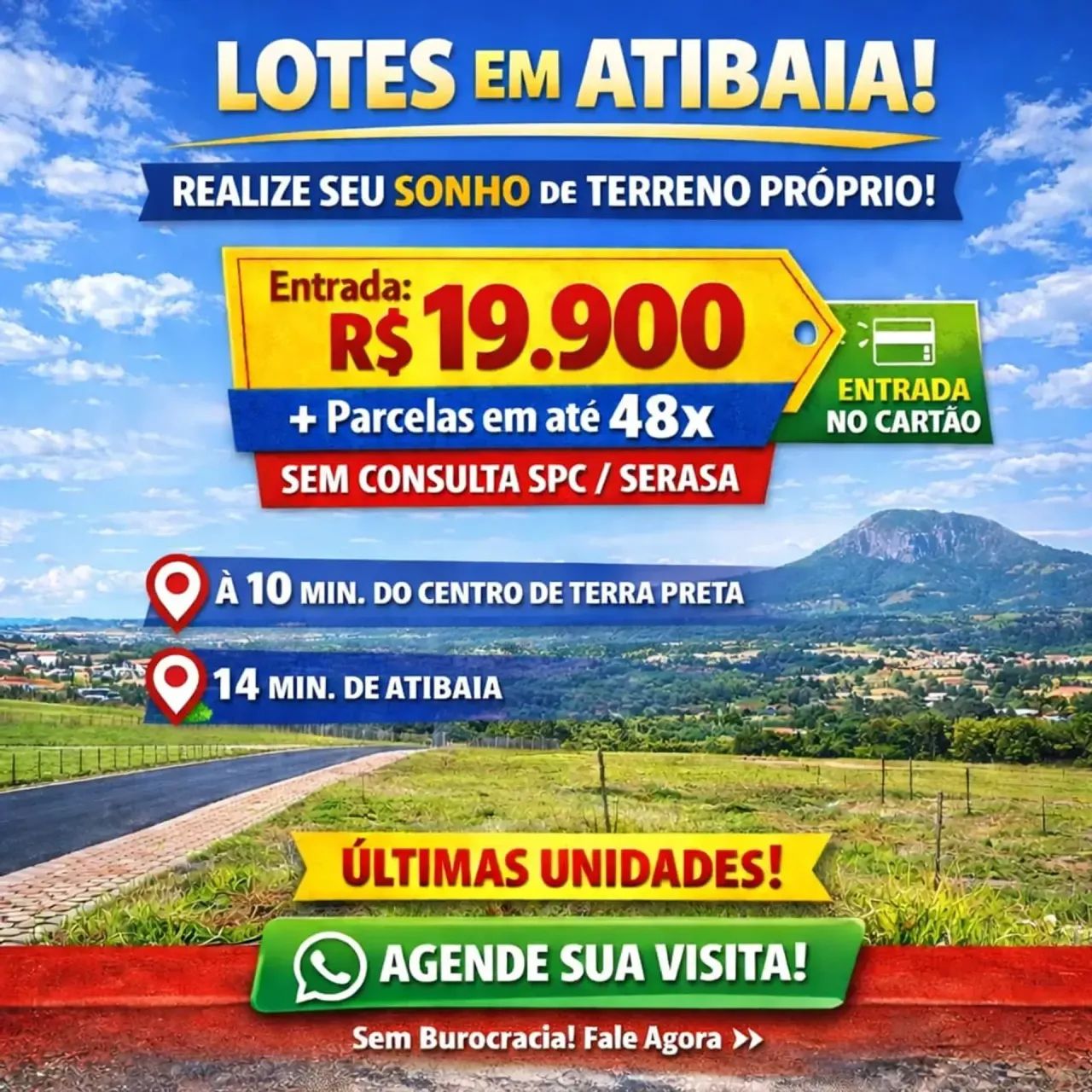 Lotes em Atibaia sem consulta ao SPC