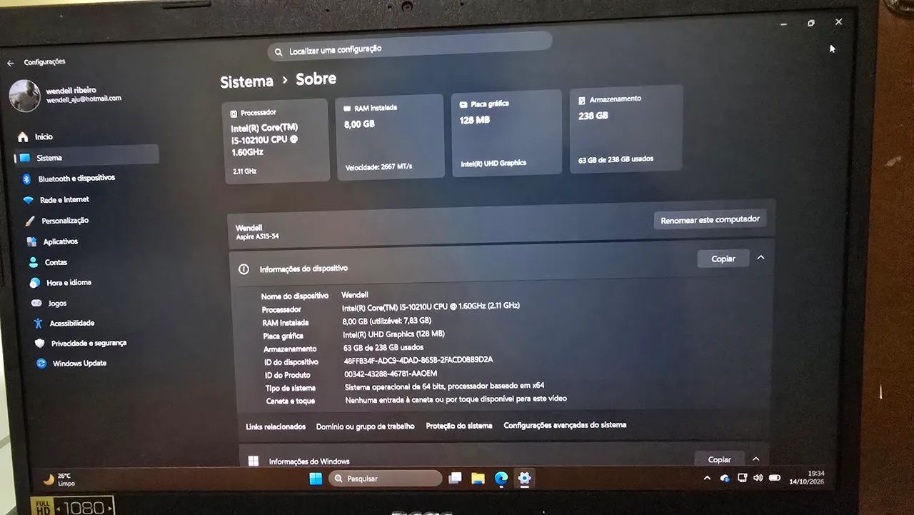 Notebook Acer Aspire 5 A515-54, com processador Intel Core i5 de 10ª geração - Foto 2