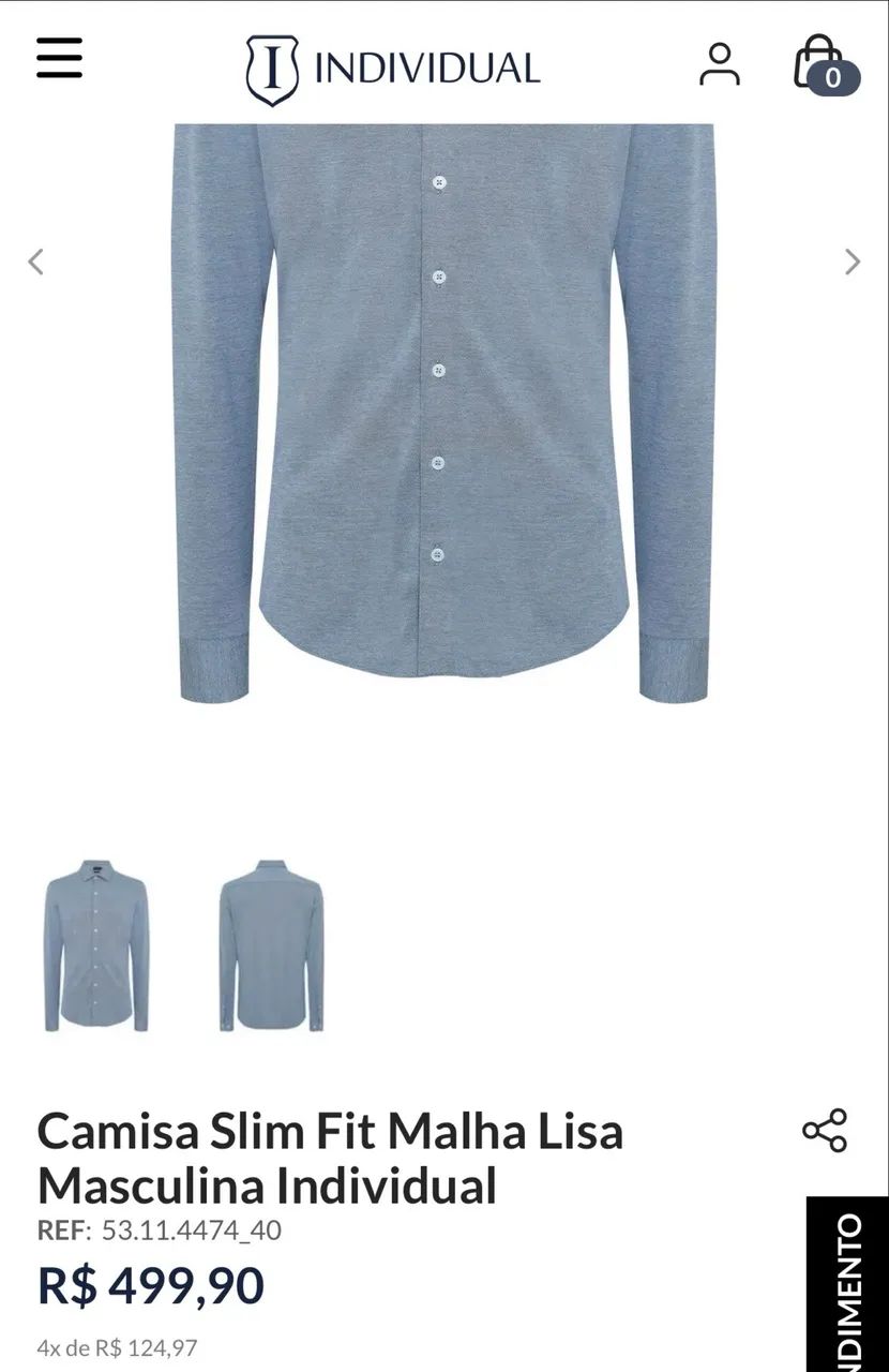 Camisa Social - Azul - Individual, algodão egipcio - Foto 3
