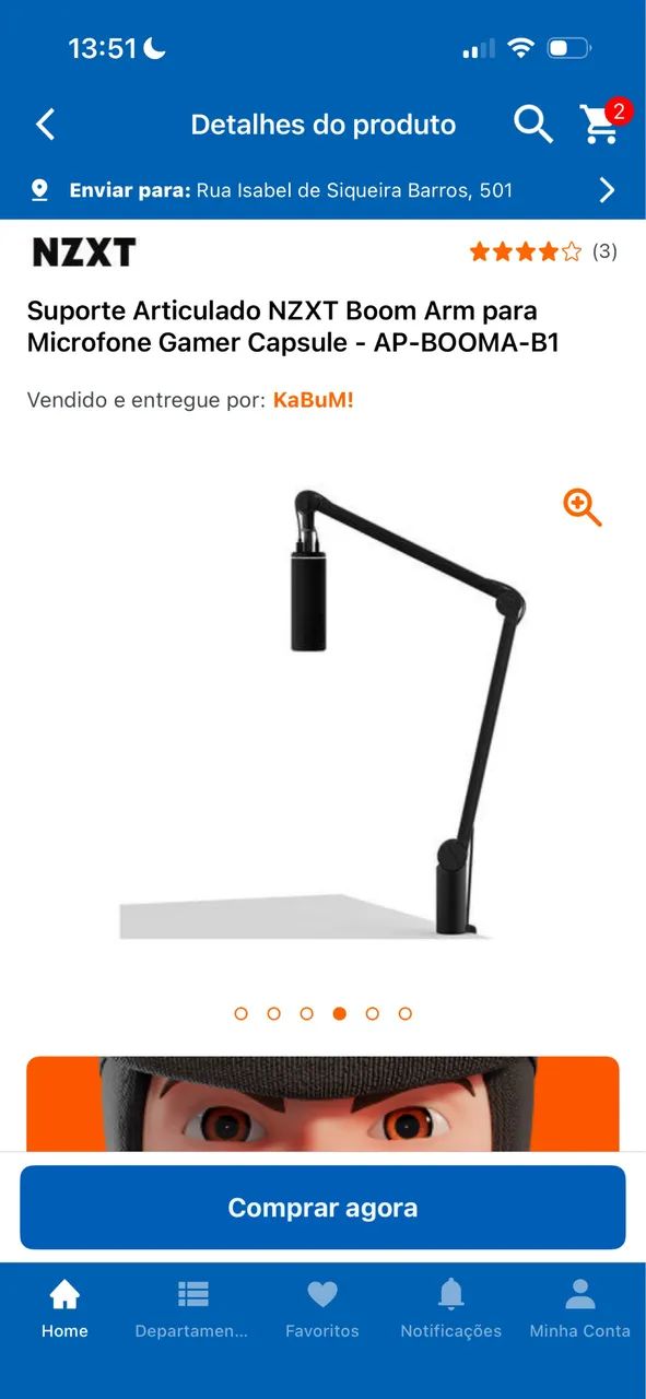 Suporte articulado para microfone nzxt 
