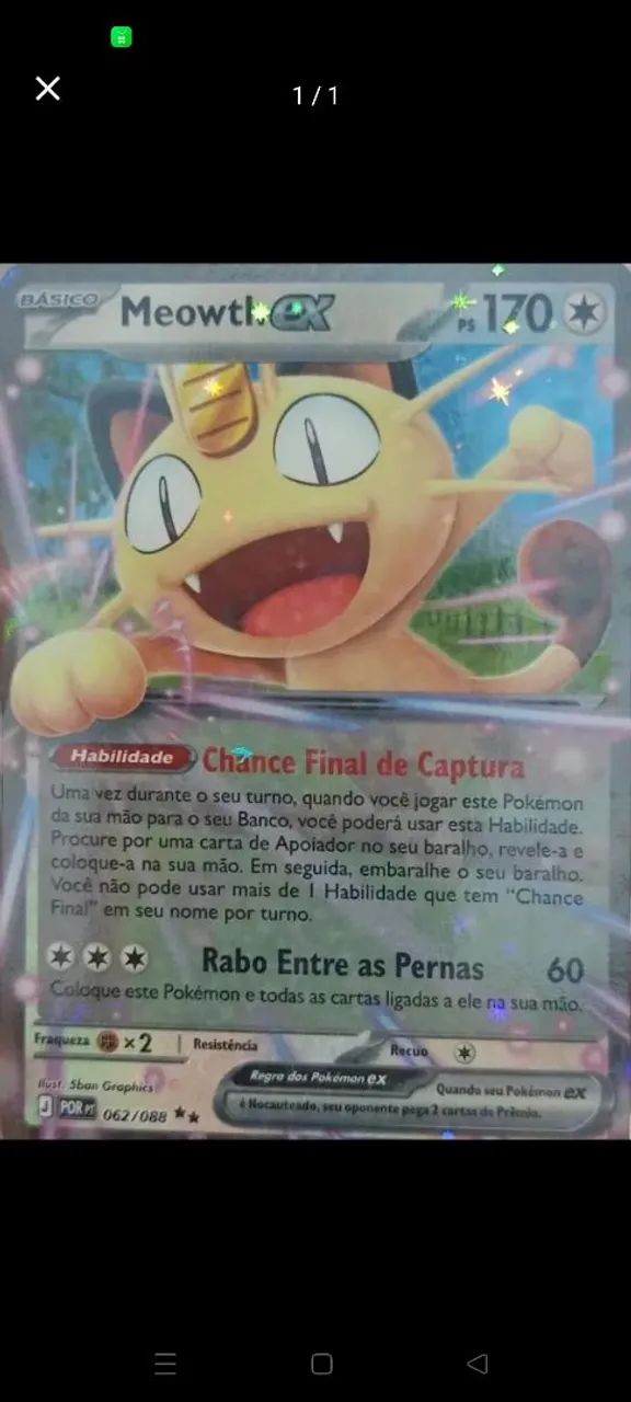 Meowth ex - carta pokemon 