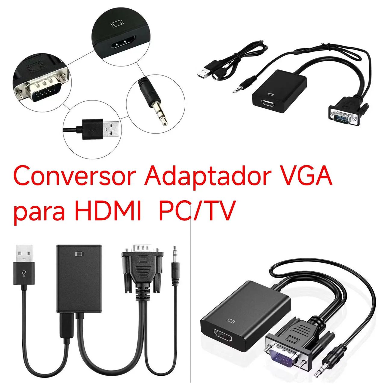 Adaptador Conversor VGA para HDMI PC/TV