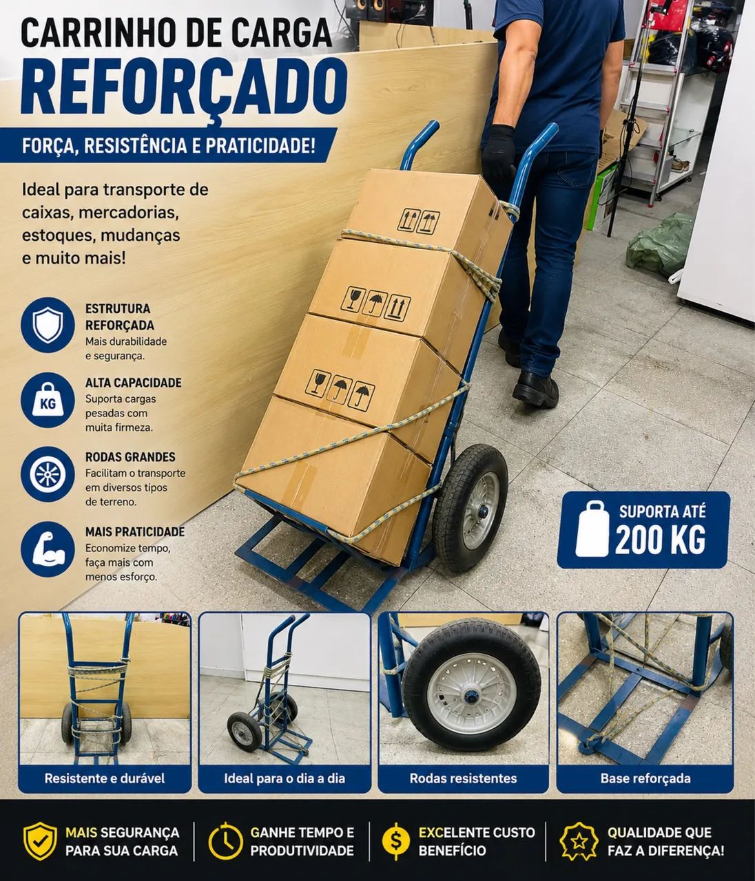 ? CARRINHO DE CARGA REFORÇADO - O PARCEIRO QUE VAI FACILITAR O SEU TRABALHO! ? - Foto 4