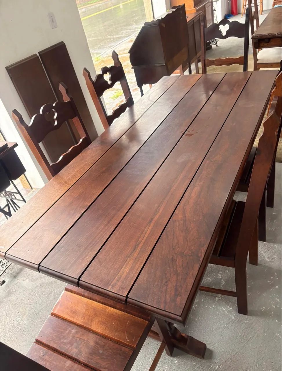 Mesa de Madeira com 6 cadeira de qualidade - Foto 4