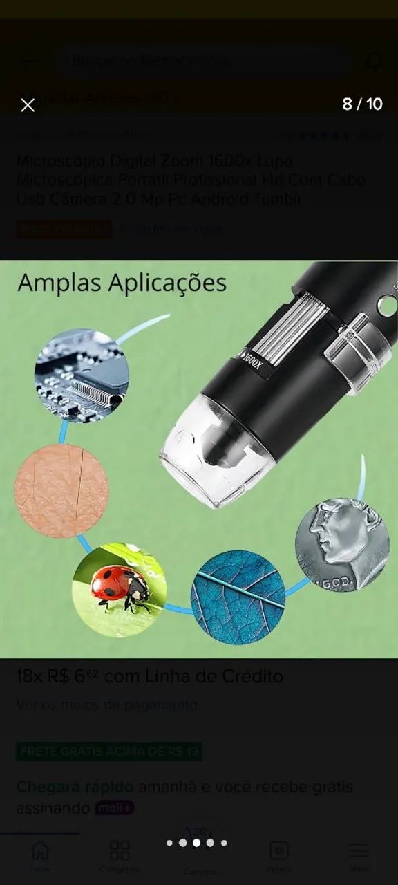 Microscópio para celular e pc