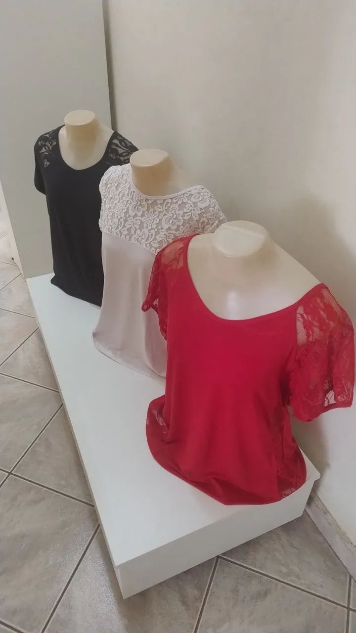 Blusas viscolycra com renda