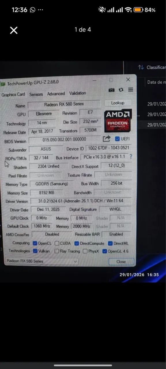 Placa de vídeo Rx 580 Asus - Foto 3