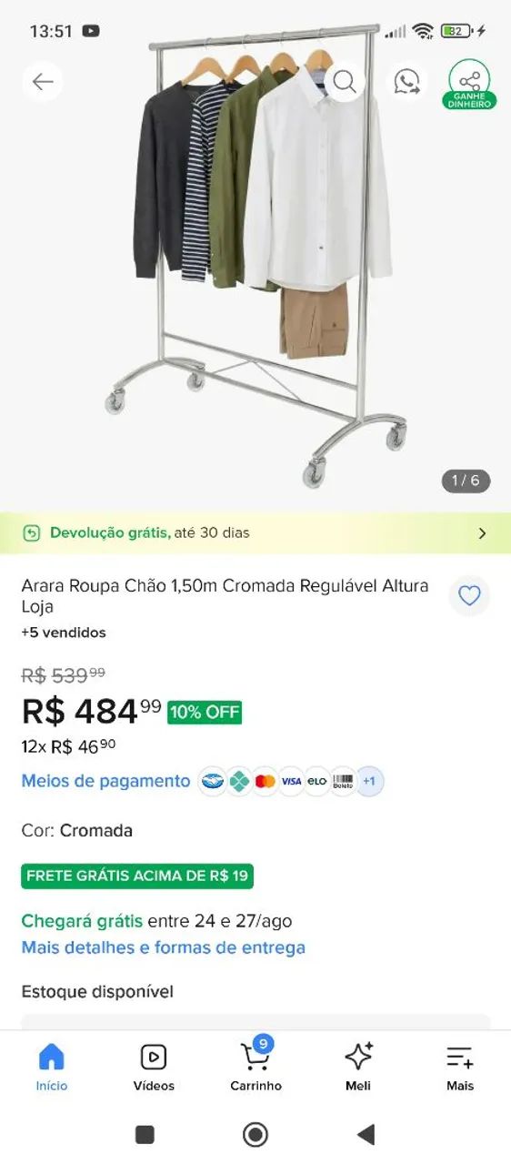 Arara de chão cromada  - Foto 2