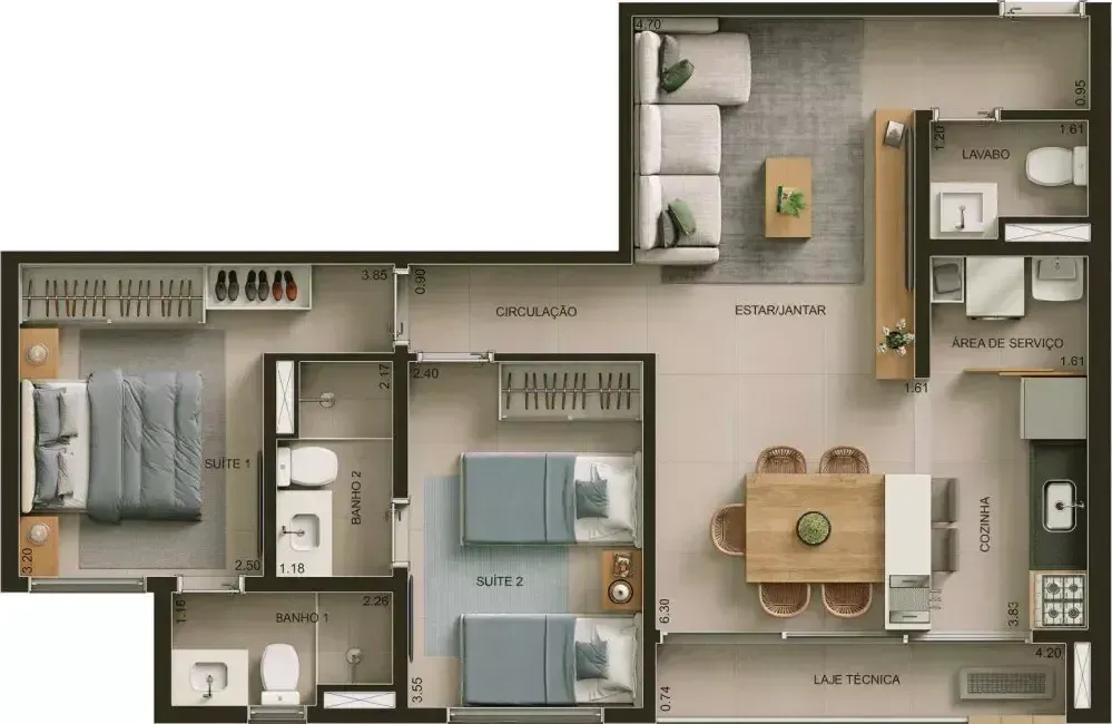 PLANTA 65m²