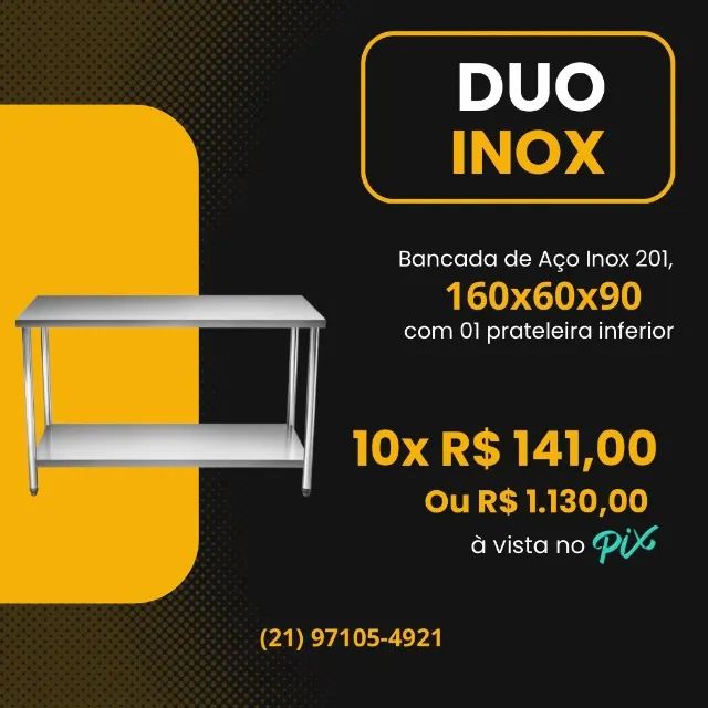 Bancada de inox 160x60x90