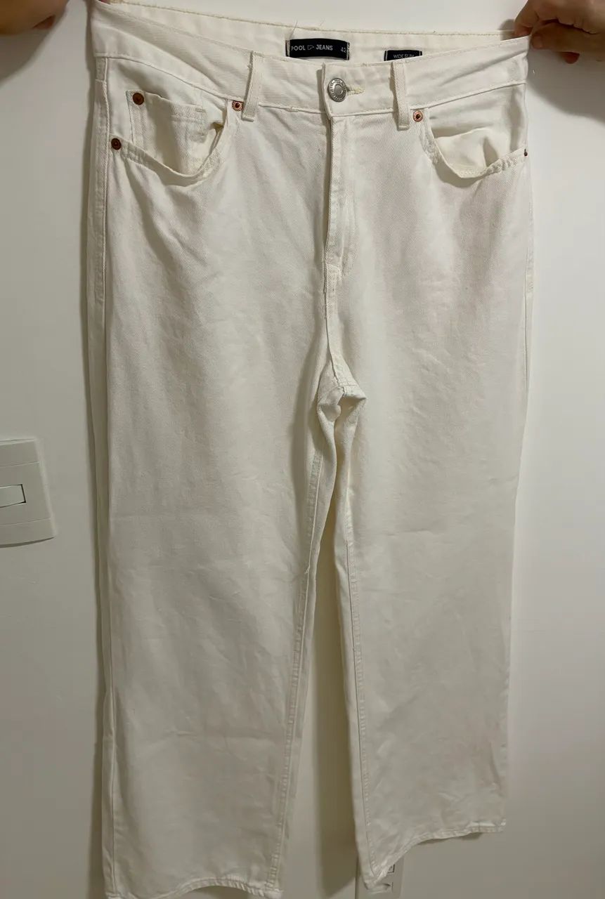calça jeans wide leg branca  - Foto 3
