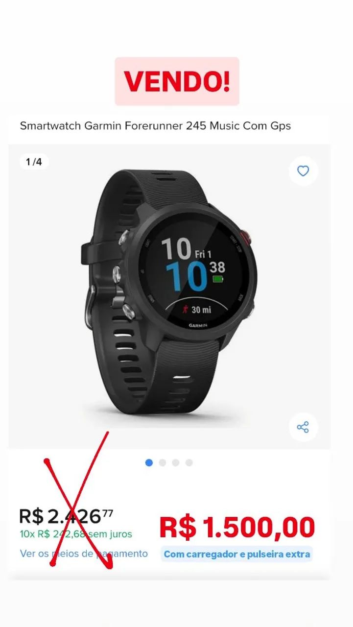 RELÓGIO GARMIN FORERUNNER 245 MUSIC
