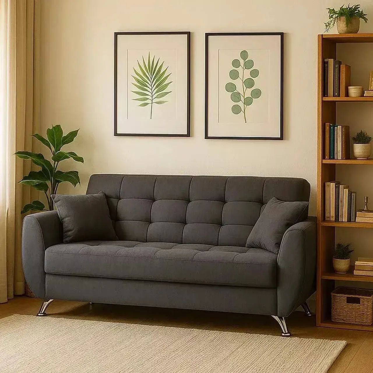 Sofá 3 Lugares Larissa Suede Cinza - Modern 