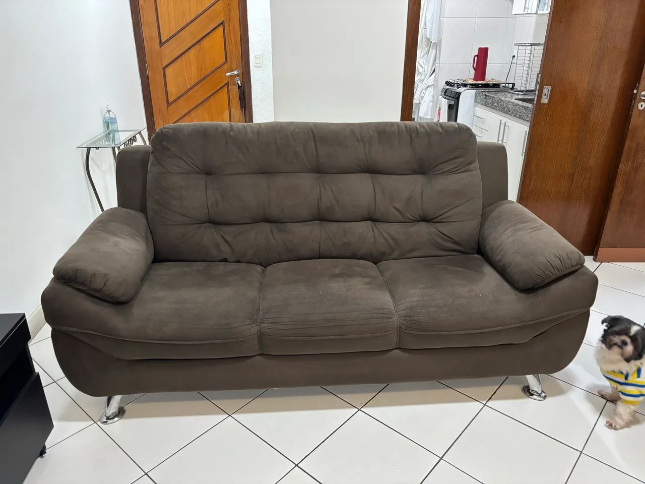 Sofá 3 lug mercury -suede marron-linofort - Foto 5