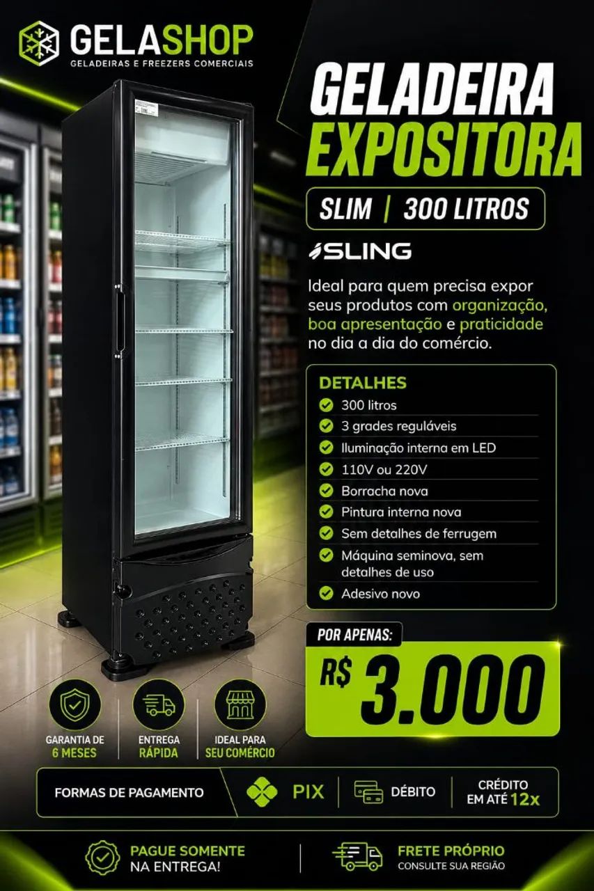 Geladeira expositora - slim - fininha 