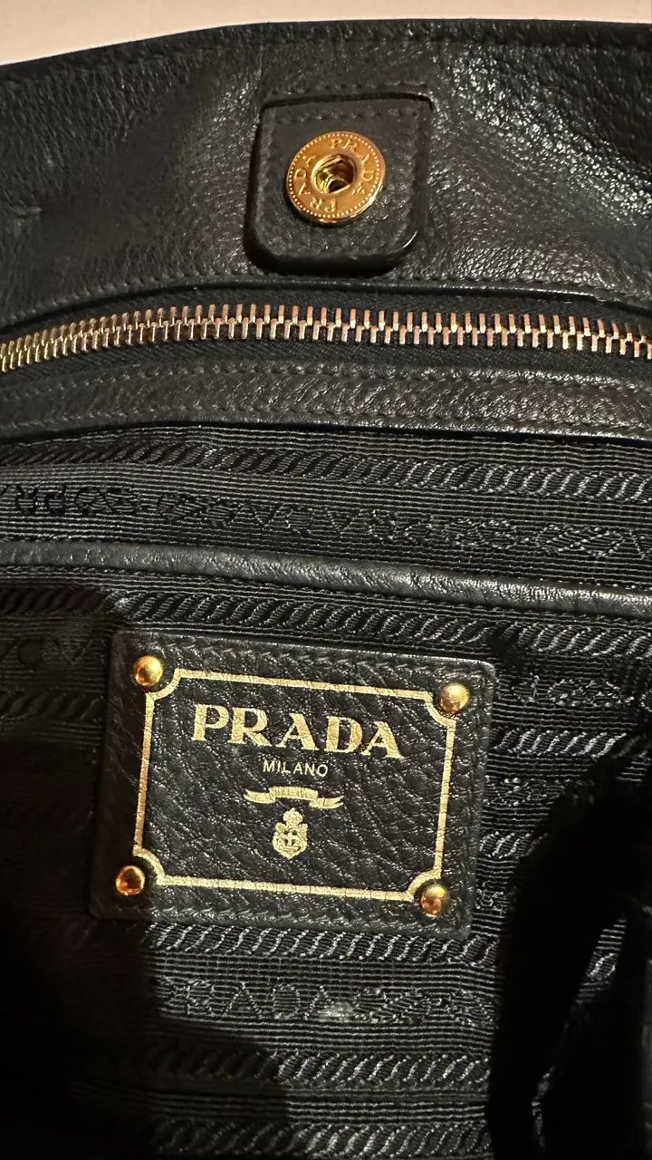 Bolsa prada couro vitello Daino - Foto 2