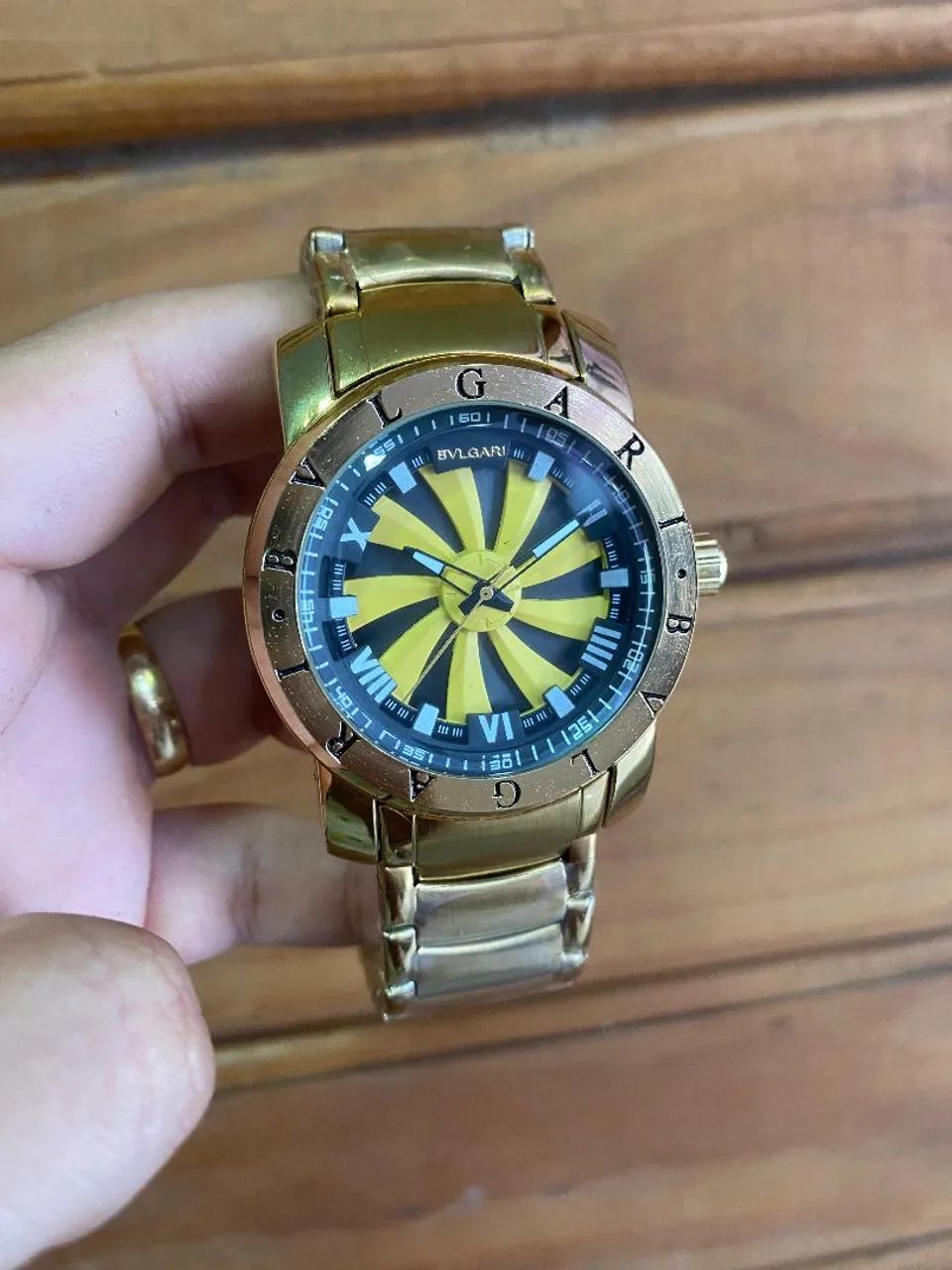 Relógio Masculino Espiral Viso Amarelo 