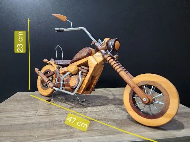 Motocicleta Miniatura Artesanal Decorativa ( 47cm largura x 23cm altura) - Foto 6