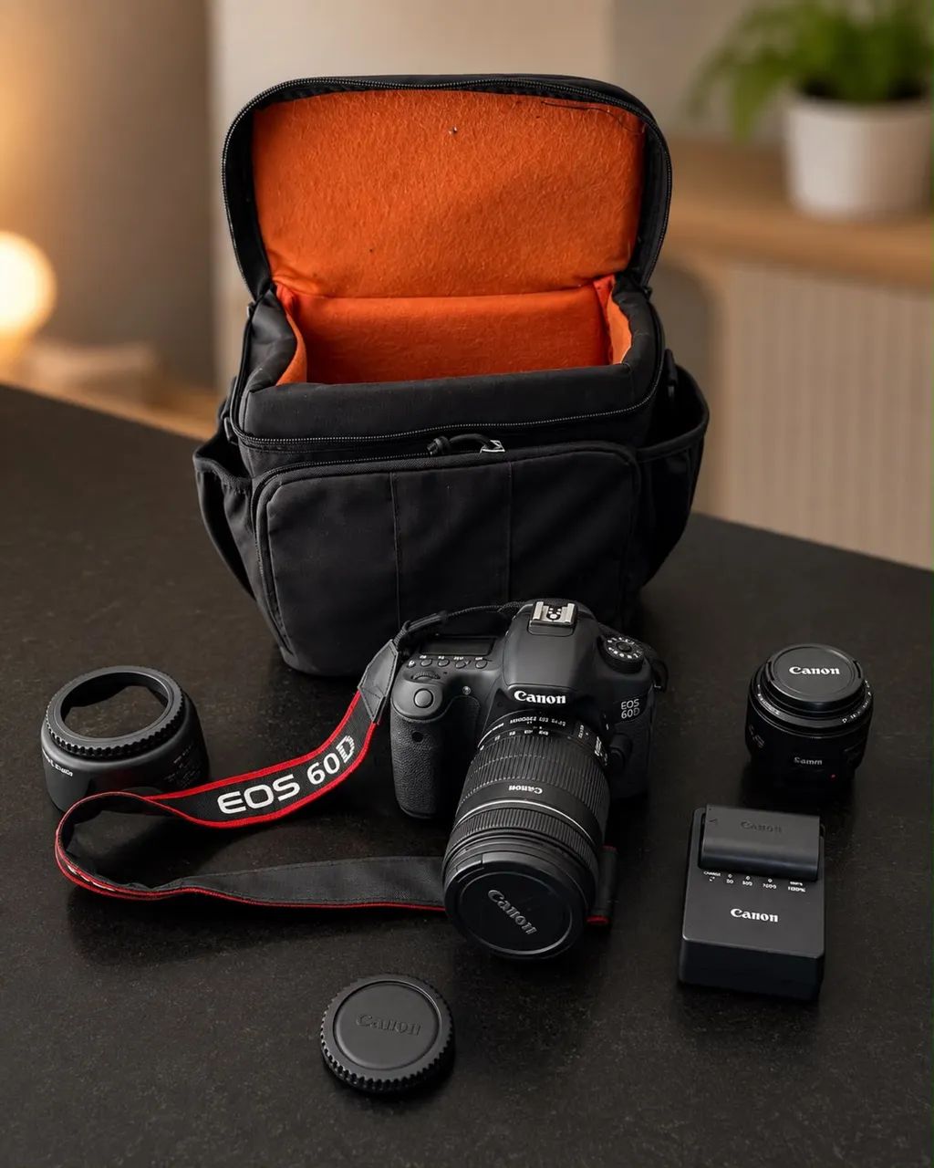 Canon EOS 60D + 2 lentes + bolsa + acessórios, kit completo