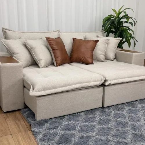 Sofá Cama Retrátil Reclinável Tebas 2.30m l87 - Foto 2