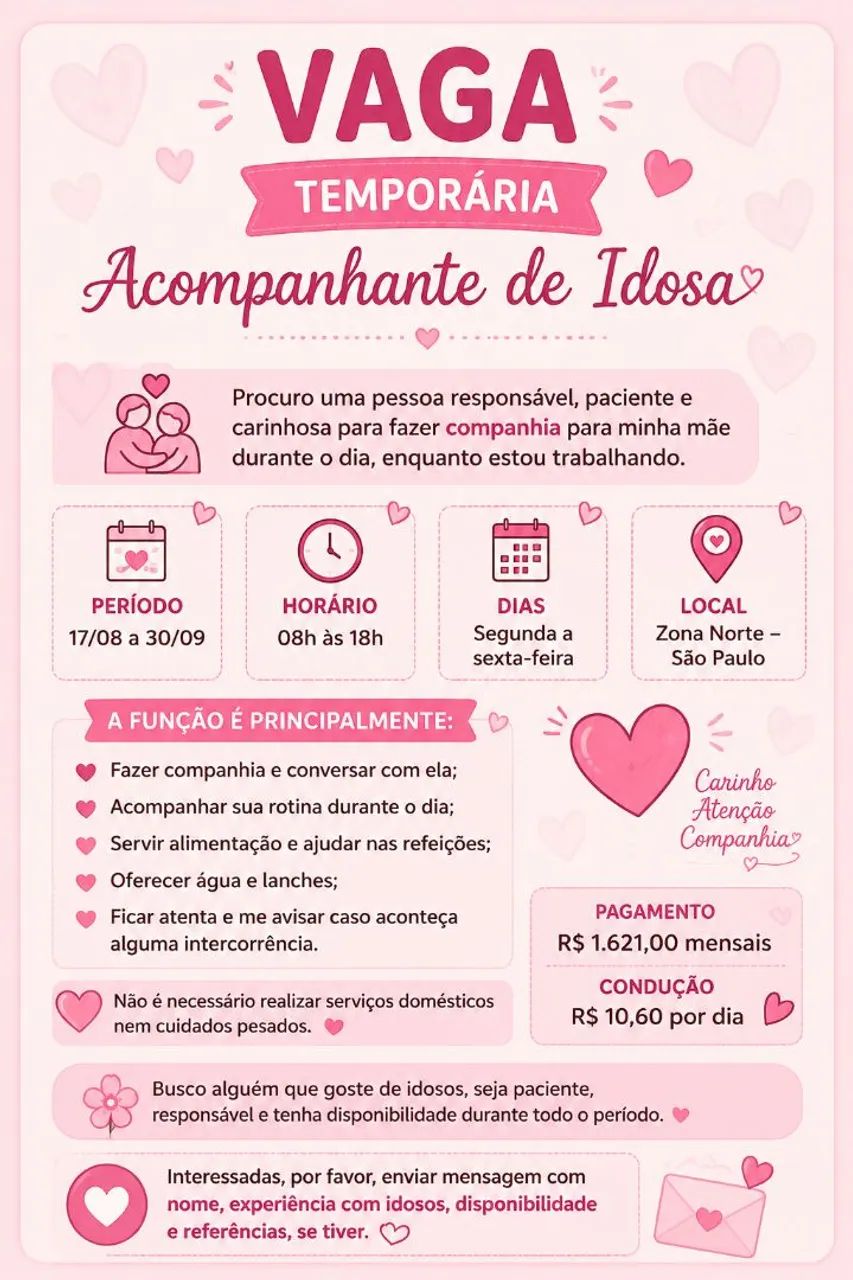 Acompanhamento de Idosa-Temporária 