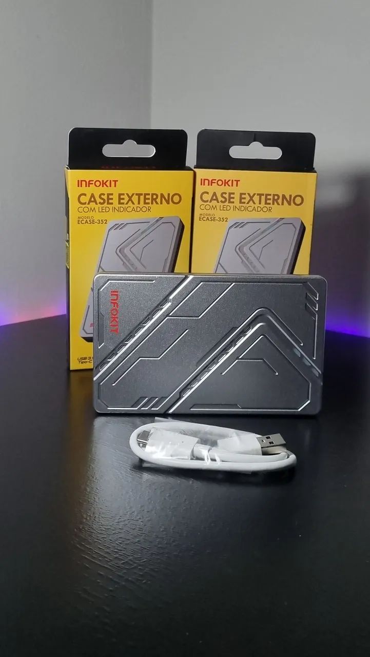 Case para HD de 2,5 Polegadas com USB 3.1 e Led Colorido