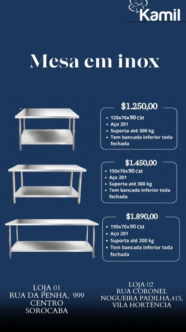Mesa em Inox
