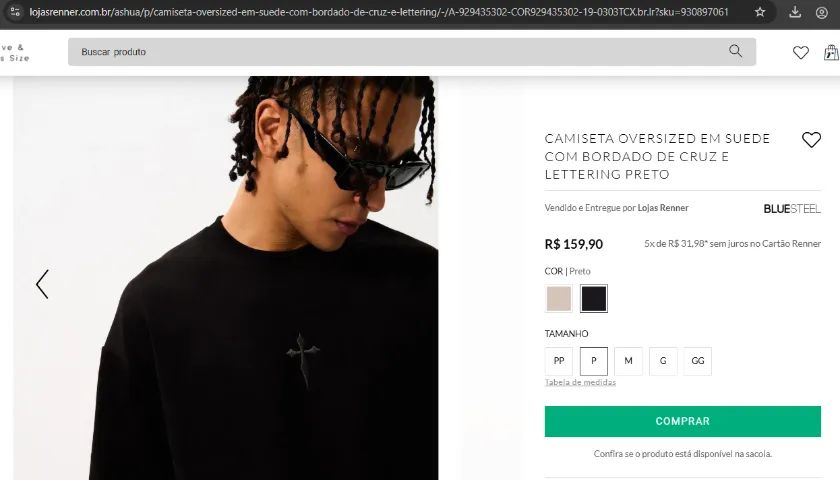 Camiseta Oversized em Suede nova (Original Renner) - Foto 2