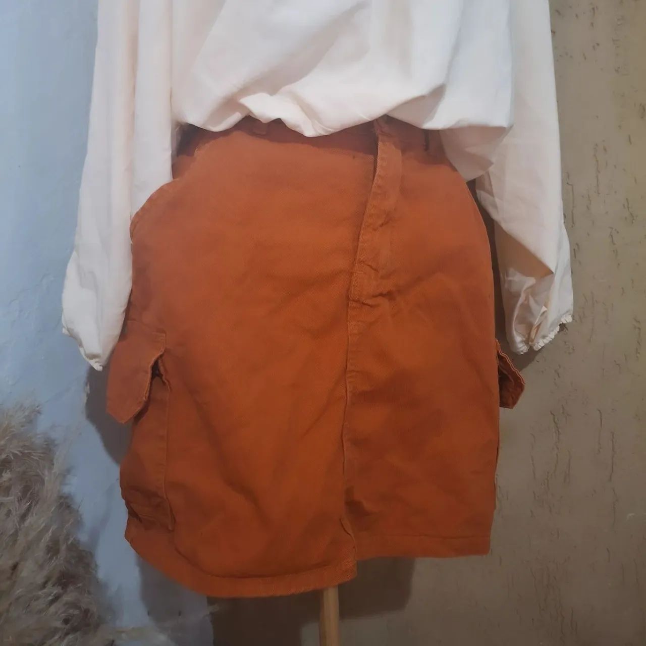 Saia jeans cargo marrom terracota tm 42 - Foto 2