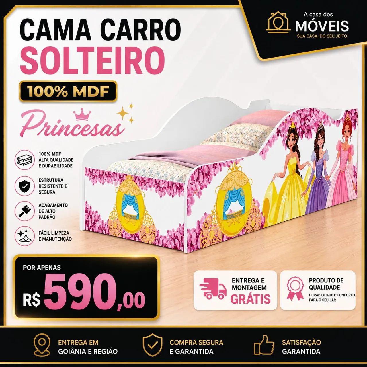 Cama carrinho princesa 
