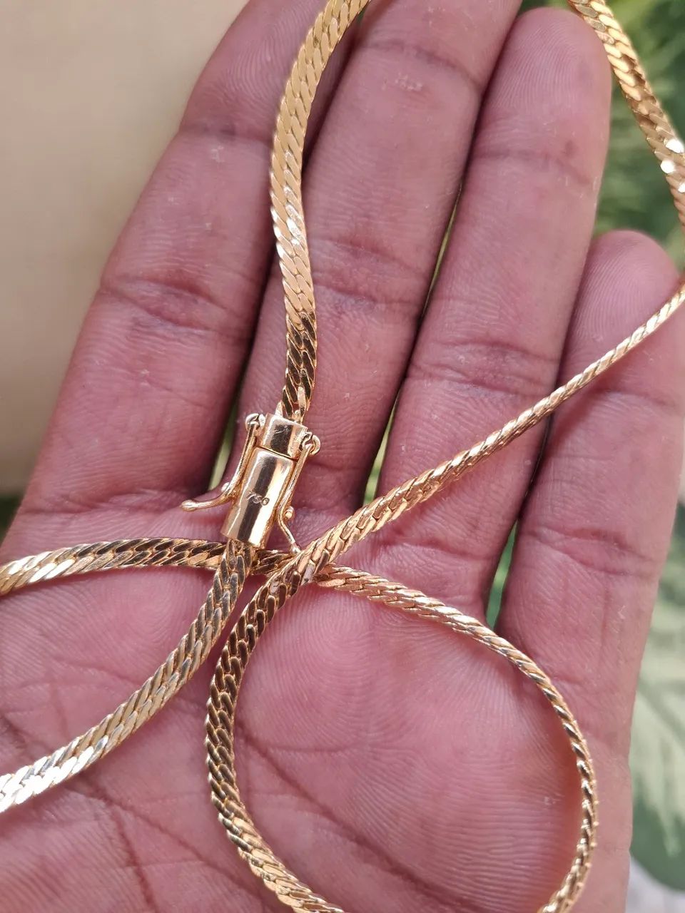 Corrente Flat 60cm / 4mm Banhada a Ouro 18k  - Foto 4