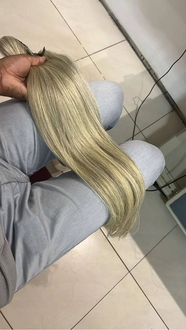 Cabelo 100% humano loiro 70cm - Foto 2