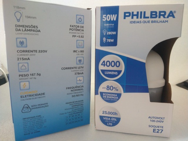 Lâmpada Philbra 50w super potente - luz branca * - Foto 2