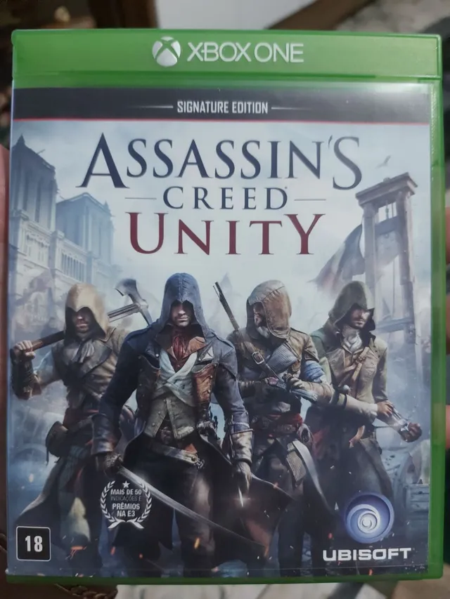 Kit assassins creed unity jogo ps4 bandeira cd caixinha de musica