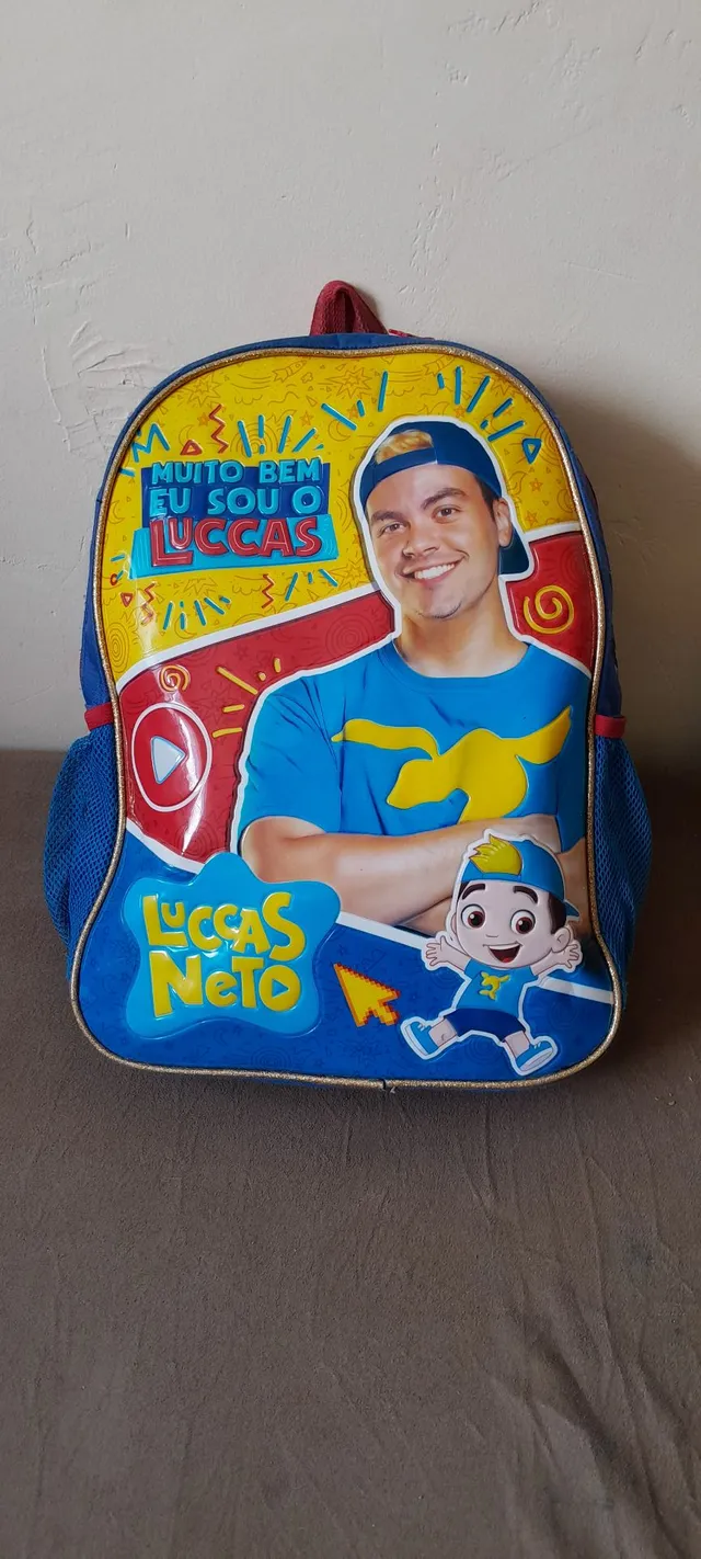 Mochila Luccas Neto Com Som Infantil com Rodinhas Escolar - Tem