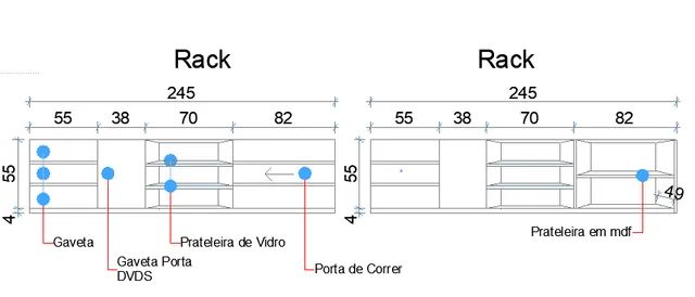 Rack em mdf com duas prateleiras de vidro e painel em mdf com três prateleiras de vidro. - Foto 5