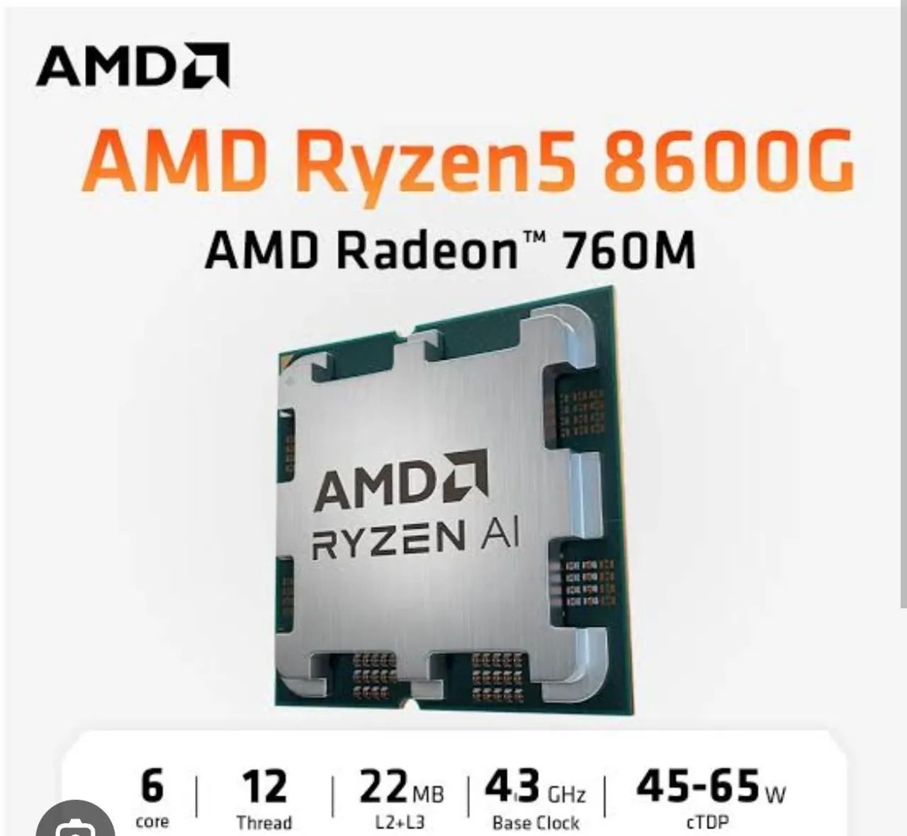 Processador Amd5 Ryzen 5  8600G 4.3Ghz (5.0GHz Max Turbo) lacrado