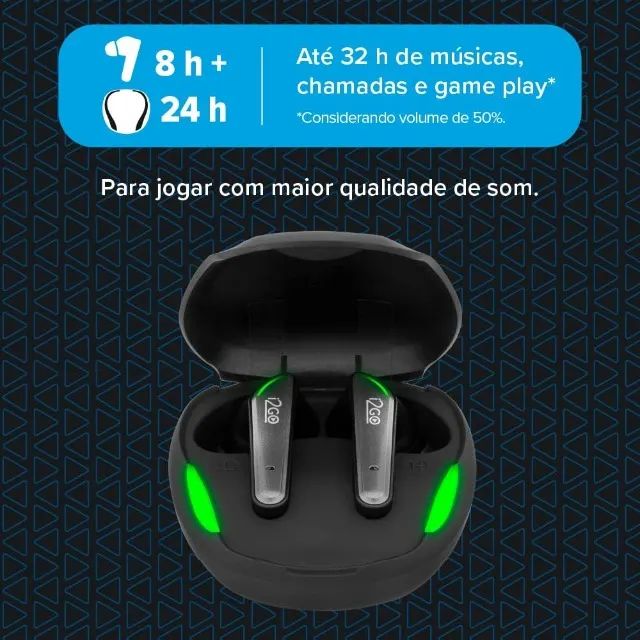 Fone De Ouvido Bluetooth Sem Fio TWS Gaming GO i2GO Com Estojo De