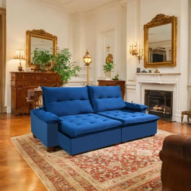 Sofa Retratil Azul a Pronta Entrega - Foto 2