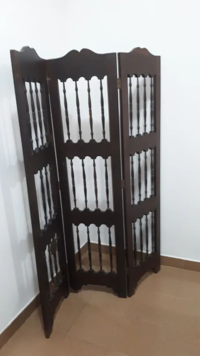 Biombo antigo colonial madeira maciça  - Foto 3
