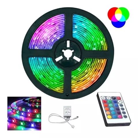 Kit Fita Led 2835 Rgb 5m Colorida 16 Cores Quarto Sala Decoração Com Fonte Controle Sensor - Foto 2